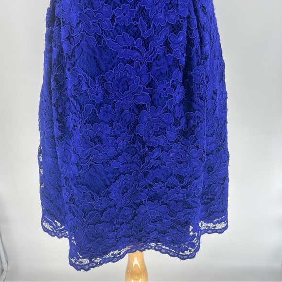 REVIEW Blue Lace Fit & Flare Dress - Picture 3 of 11